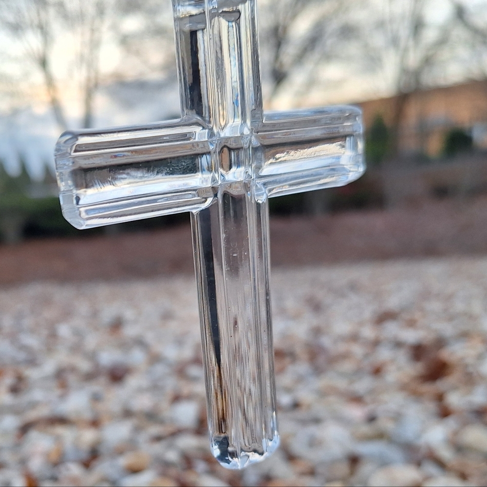 Crystal Cross Waterford Crystal Pendant Large Christmas Gifts Religious Ribbon - Picture 2 of 10